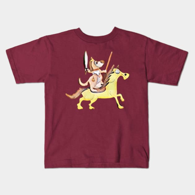 Dog Riding a Horse Kids T-Shirt by PatBelDesign